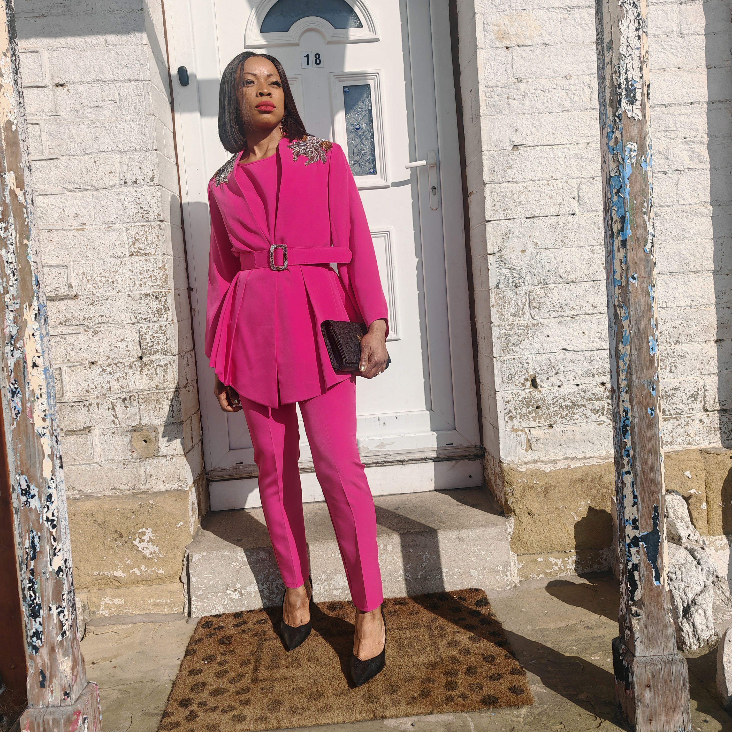 Elegant Fuchsia Trouser Suit Set