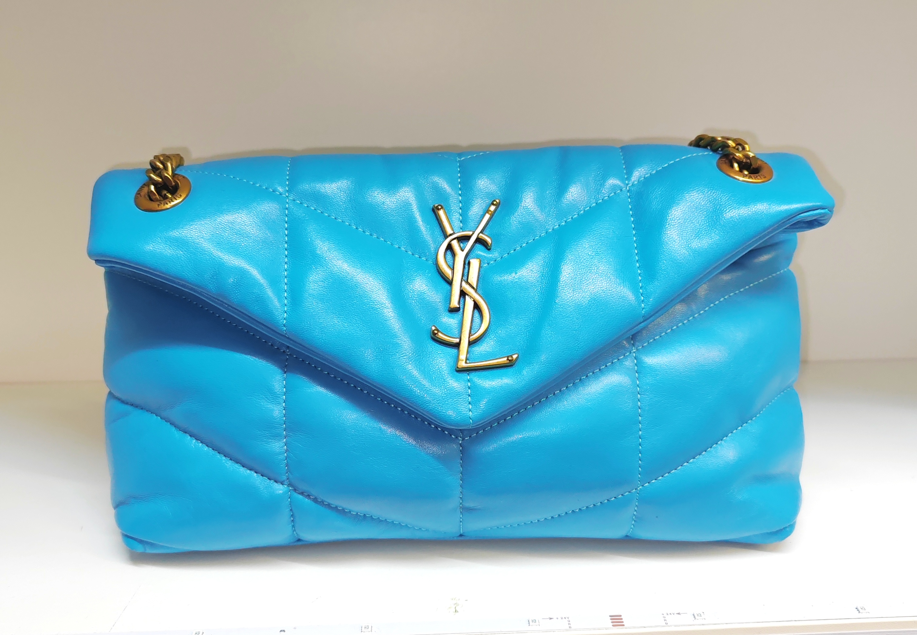 Puffer bag turquoise blue