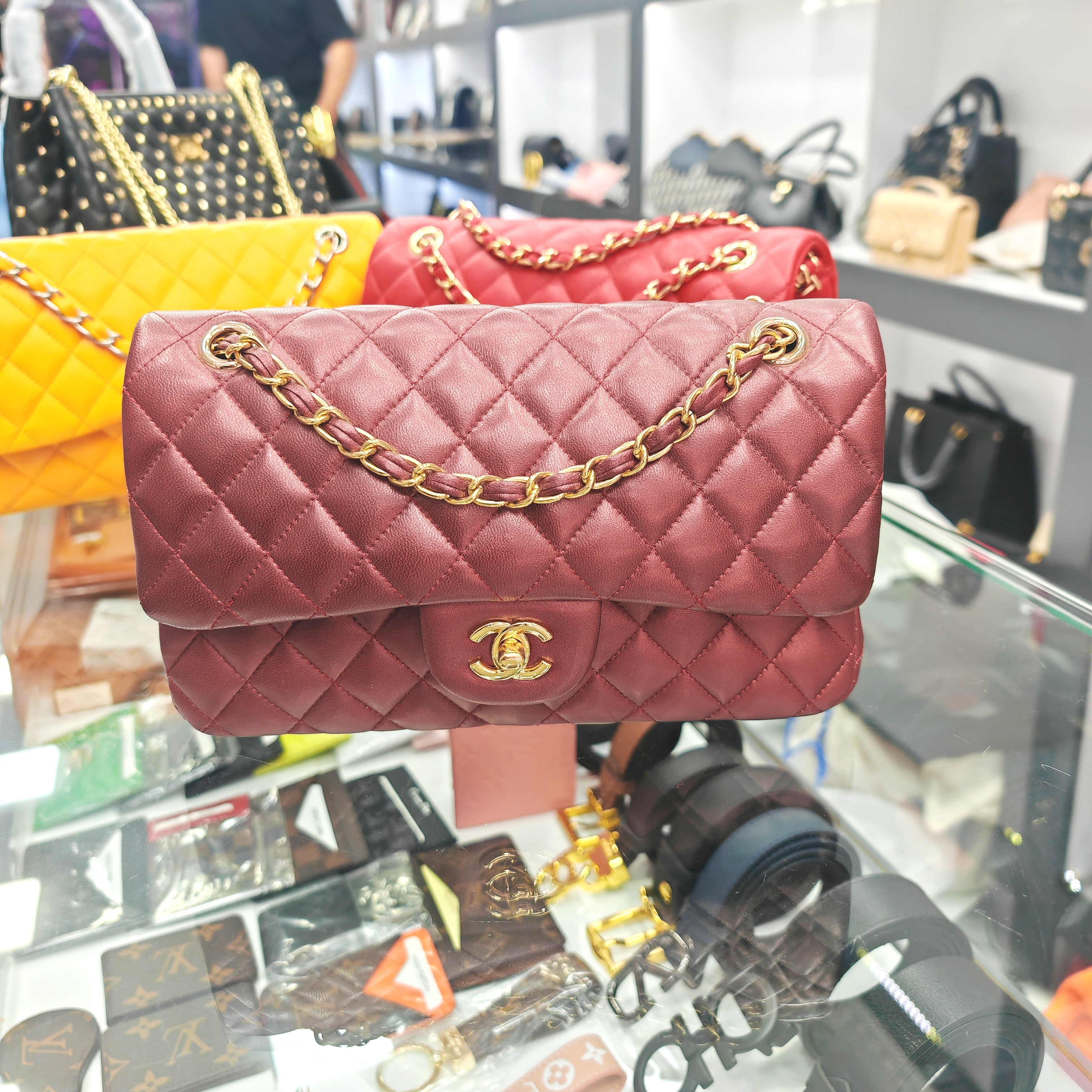 Classic burgundy shoulder bag